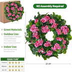 Spring Pink Wreath 24” – Floral Decor with Geranium Flowers for Front Door, Entry, Porch Display, Easter, Thanksgiving, Christmas - Image 3