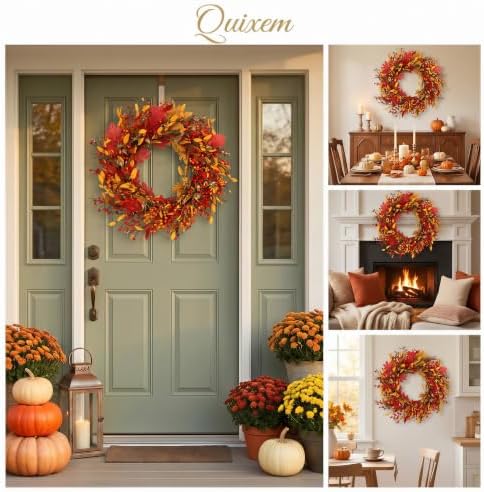 Appalachia Berry Silk Fall Door Wreath 20 Inch Harvest Front Door Decor - Image 4