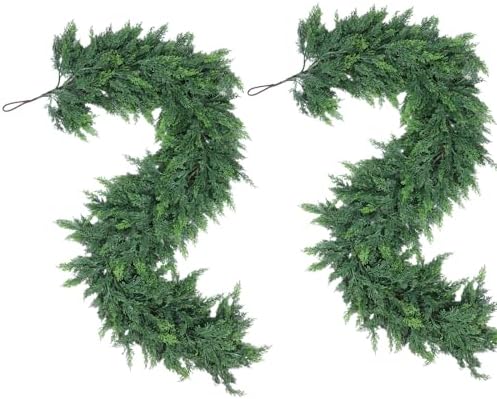 Hananona 6 FT Christmas Garland, 2 Pcs Real Touch Cedar Garlands - Image 4