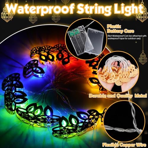Glooglitter 20 ft 40 LED Diwali Diya String Lights, Colorful, 2 Styles - Image 3