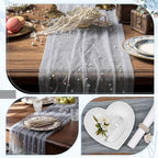 Light Gray 10 Pcs Pearl Gauze Table Runner 120 Inch 10ft Pearl Sheer Tulle Table Cloth Centerpieces for Home Wedding Birthday Bridal Baby Shower Party Favor Holiday Dining Decorations - Image 3