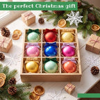Hollowfly 9 Pcs 4 Inch Colorful Glass Christmas Ornaments with Velvet Bow - Image 4