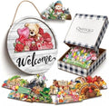 Interchangeable Welcome Sign for Front Door Decor with 16 Seasonal Pieces by Unknown