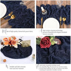 16 Pack Navy Blue Table Runners 10FT Cheesecloth Table Runner Boho Gauze Table Runner Long Rustic Sheer Fabric Table Runners for Wedding Party Bridal Shower Farmhouse & Home Decor - Image 3