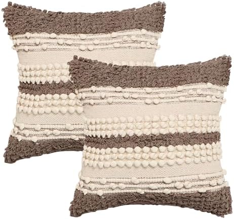 · REDEARTH · Boho Textured Handwoven Throw Pillow Cases - Boho Glam Taupe by REDEARTH