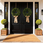 Hiptree 22 Inch Boxwood Wreath for Front Door,Greenery All Year Round - Image 6