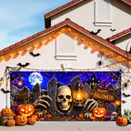 7x16FT Halloween Skull Garage Door Banner Skeleton Skull Happy Hallowen Garage Door Cover Decoration for Hallowen Decoration - Image 2