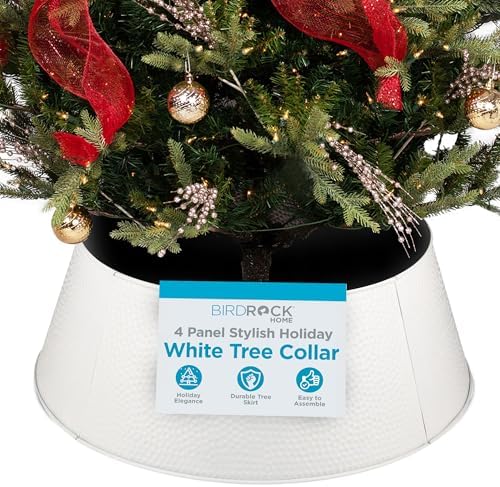 BIRDROCK HOME Metal Christmas Tree Collar, White, 28” x 10” by BIRDROCKHOME