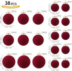 Velvet Christmas Ornaments Set 38Pcs Flocked Shatterproof Christmas Ornaments for Christmas Tree Decorations Xmas Decorative Hanging Christmas Ball Ornaments for Holiday Home Decor - Image 2