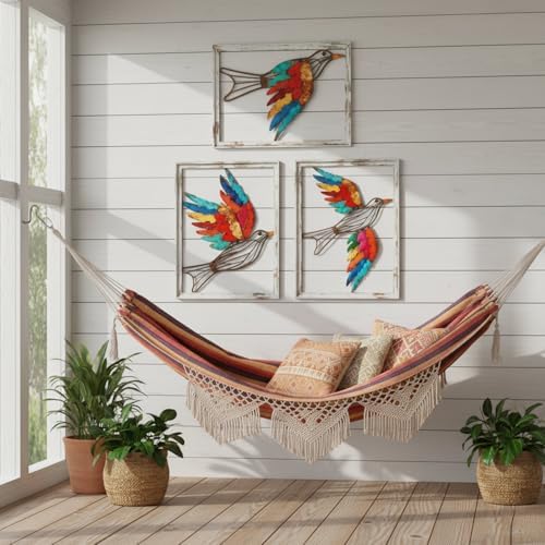 Newinhome Boho Metal Wall Art Birds,Wall Decor Colorful Bird 3 Pieces - Image 4