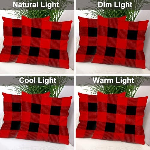 Batmerry Red Black Checkered Throw Pillow Covers, Red Gray Black Checkered Abstract Decorative Pillow Covers Digital Printing Blended for Couch Sofa Bed Invisible Zipper 26X26 in(Set of 2) - Image 7