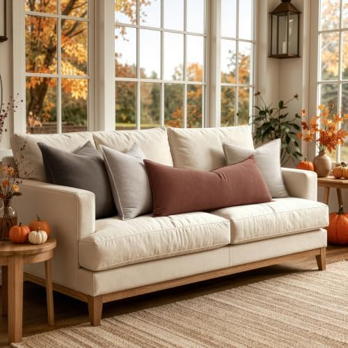 MIULEE Decorative Linen Lumbar Pillow Cover 14x36 Inch Autumn Glaze - Image 6