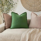 Foindtower Decorative Linen Fringe Throw Pillow Covers 18×18 Forest Green - Image 5