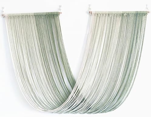 QULBUJ Dip Dye Large Macrame Wall Hanging Tie-Dye Yarn Tapestry Home Boho Wall Decor Ombre Art Headboard Bedroom Living Room 52" Wx34 L,Green by Unknown