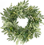 AMF0RESJ Green Eucalyptus Wreaths for Front Door Spring Summer Wreath with Eucalyptus Leaves,Olives Leaves,Mixed Berry for Indoor Outdoor Farmhouse Home Porch Wall Window Festival Wedding Decor by AMF0RESJ