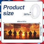 13x6 ft Patriotic Silhouette Garage Door Banner - Saluting Figures with American Flag Backdrop, Hanging Garage Decorations - for Memorial Day Veterans Day Tribute, Military Honor Outdoor Wall Sign - Image 2
