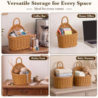 4 Pcs Hanging Wicker Baskets for Wall, with Hooks - Image 5