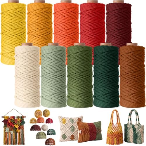 Timgle 10 Rolls Macrame Cord 3 mm X 875 Yards, Autumn Colors by Timgle
