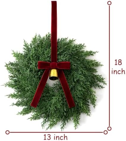 Christmas Decorations, Mini Christmas Wreaths for Cabinets with Bows Bells - Image 2