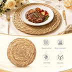 Set of 24 Round Woven Placemats 12" Rattan Placemats - Image 3