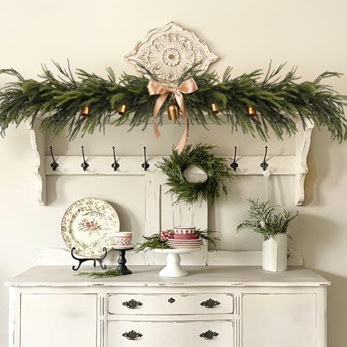 36Pcs Christmas Norfolk Pine Stems, Real Touch Branches, Greenery Picks - Image 5