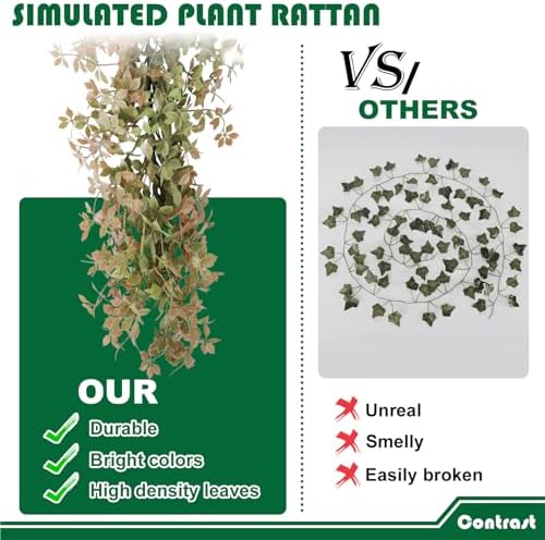 Fake Hanging Plants 20Pc-20 Artificial Ivy Vines, UV Resistant Greenery Ivy Leaves Garland with Flowers for Wedding Outdoor Decoration Home Indoor Wall Décor - Image 5