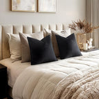 MIULEE Decorative Black Velvet Euro Sham Throw Pillow Covers 26x26 Inch - Image 3