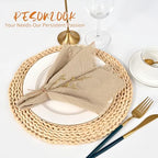 Pesonlook 24 Pcs Caramel Cotton Linen Napkins with Fringe, 16x16 Inches - Image 5