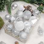 34PCS Silver/White Christmas Ball Ornaments Set for Tree Decor - Image 3