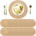 Kochorie Set of 36 Round Woven Placemats 12-Inch Natural Water Hyacinth Plant Placemats Hand-Woven Boho Rattan Placemat Wicker Weave Table Mats for Home Table Farmhouse by Kochorie