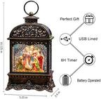 Christmas Snow Globes, Manger Snowflake Ball Adoration of The Magi Nativity Scene, Silent Night Music Water Lantern, Holiday Decorations Gifts for Family, Children or Friends - Image 2