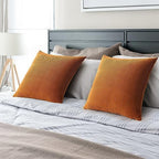 YCOLL Burnt Orange Pillow Covers 26x26 Set of 2 Velvet Striped Pattern - Soft Throw Pillows for Home Decor, Luxury Decorative Pillow Covers for Couch, Bed,Living Room - Image 5