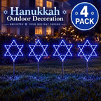 Fumete 4 Pack Hanukkah Outdoor Decorations, Solar Lights Star of David Blue - Image 4