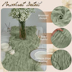 16 Pack Green Cheesecloth Table Runner, 120” Boho Gauze Fabric Runner Vintage Rustic Decor for Wedding Banquet Birthday Holiday Dining Table - Image 3
