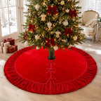 72 Inch Velvet Christmas Tree Skirt Vintage Red Tree Skirt - Image 5