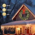 VINGLI 60" Large Pre Lit Outdoor Christmas Wreath with 220 LED Lights - Image 2