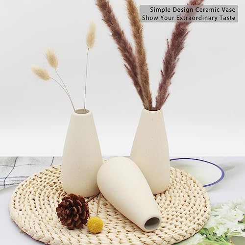 YANLING 6 Pack Modern Small Vase for Flowers, Light Yellow Ceramic Vases - Image 6