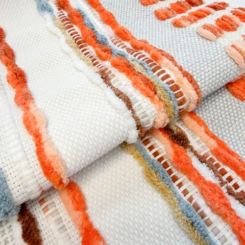NUYECY Boho Throw Pillow Covers 18x18 Aesthetic Neutral Boucle Couch Pillow Cover Rainbow Striped Decorative Accent Pillow Case for Couch Bed Sofa Farmhouse Bedroom,Modern Funky,Set of 2 Red - Image 2