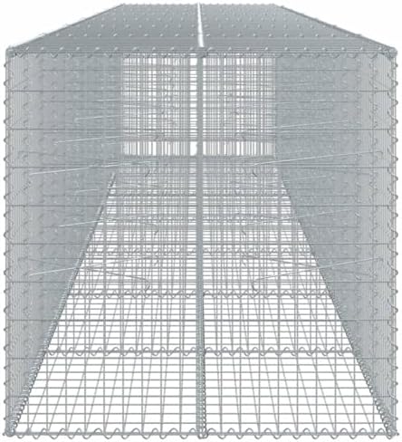 vidaXL Gabion Basket with Cover 275.6"x39.4"x39.4" Galvanized Iron - Image 6