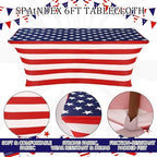 Oudain 6 Pcs 4th of July Table Cover Stretch Tablecloth 6 ft American Flag Tablecloth - Image 3