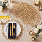 Threehoney Paper Braided Round Placemats, Set of 36, Gold, 13 in - Image 2