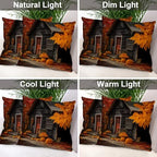 Batmerry Autumn Maple Forest Throw Pillow Covers, Pumpkins Cabins Fallen Leaves Decorative Pillow Covers Digital Printing Blended for Couch Sofa Bed Invisible Zipper 26X26 in(Set of 2) - Image 7