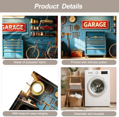 7x16FT Tool Room Garage Door Banner Vintage Garage Door Cover Garage Decoration - Image 3