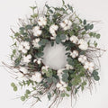 Idyllic 20 Inches Green Wreath with Cotton, Spring and Summer Wreath for Farmhouse, Indoor Decor by idyllic
