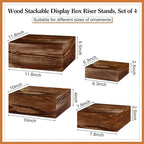 Roowest 4 Pack Wooden Display Risers, Rustic Cake Stands, Black Brown - Image 3
