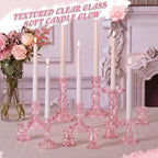Mumufy 48 Pcs Pink Crystal Taper Candle Holders with Flameless Candles - Image 6