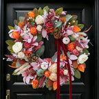 24 Inch Fall Wreaths for Front Door, Autumn Harvest Thanksgiving Wreath by Plmierawreath
