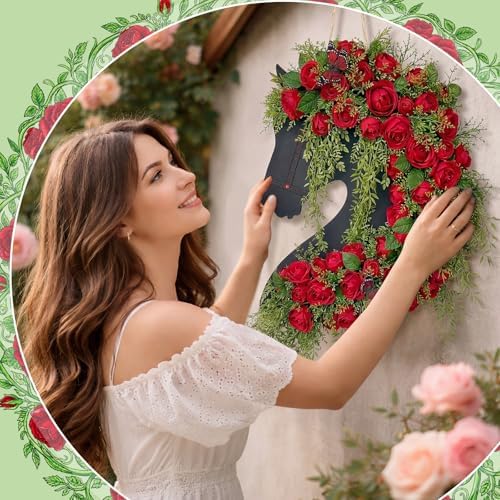 Suncalla Derby Horse Wreath for Front Door Run for the Roses Derby Rose Door Hanger Horse Racing Jockey Long Wooden Wall Sign Party Decorations Window Porch Home Festival Celebration Decorations - Image 6