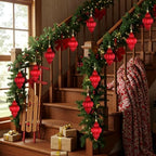 Red 8 Pcs 5.1 Inch Vintage Shatterproof Finial Christmas Ornaments - Image 6