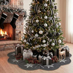 Hollowfly Gray Velvet Christmas Tree Skirt with Sequin Snowflake 48'' - Image 6